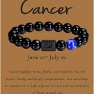 Zodiac Bracelet for Men Women, 8mm 10mm Natural Black Onyx Stone Star Sign Model 21