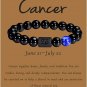 Zodiac Bracelet for Men Women, 8mm 10mm Natural Black Onyx Stone Star Sign Model 21