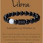 Zodiac Bracelet for Men Women, 8mm 10mm Natural Black Onyx Stone Star Sign Model 20