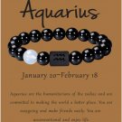 Zodiac Bracelet for Men Women, 8mm 10mm Natural Black Onyx Stone Star Sign Model 19