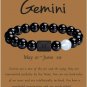 Zodiac Bracelet for Men Women, 8mm 10mm Natural Black Onyx Stone Star Sign Model 18