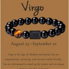 Zodiac Bracelet for Men Women, 8mm 10mm Natural Black Onyx Stone Star Sign Model 6