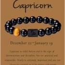 Zodiac Bracelet for Men Women, 8mm 10mm Natural Black Onyx Stone Star Sign Model 5