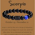 Zodiac Bracelet for Men Women, 8mm 10mm Natural Black Onyx Stone Star Sign Model 2