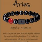 Zodiac Bracelet for Men Women, 8mm 10mm Natural Black Onyx Stone Star Sign Model 1