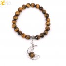 Natrual Stone Bracelet for Women Energy Star Moon Crystal Charm Tiger Eye Pink Model Tiger EyeMoon