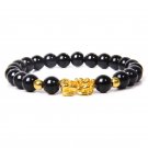 Fengshui Pixiu Bracelet Natural Obsidian Stone Beads Bracelets For Women Men Model Black