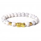 Fengshui Pixiu Bracelet Natural Obsidian Stone Beads Bracelets For Women Men Model White Howlite