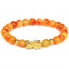 Fengshui Pixiu Bracelet Natural Obsidian Stone Beads Bracelets For Women Men Model Orange