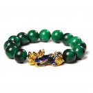 Fengshui Pixiu Bracelet Natural Obsidian Stone Beads Bracelets For Women Men Model Green stone 12mm
