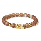 Fengshui Pixiu Bracelet Natural Obsidian Stone Beads Bracelets For Women Men Model Brown Moonstone