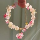 Pink Plum Cherry Blossom Crystal Butterfly Flower Berry Bracelet Women and Model Pink