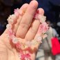 Pink Plum Cherry Blossom Crystal Butterfly Flower Berry Bracelet Women and Model Pink