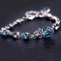 Women Silver Color Lucky Bracelet Female Blue Crystal Heart Charm Pulseras Model ASL70250