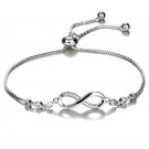 Steel Fun Jewelry Women Luxury Lucky Bracelet for Female Blue Crystal Heart Model Silver