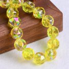10pcs Shiny Glossy Colorful Round 10mm Faceted Crystal Glass Loose Beads For Model Yellow