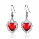 3 Pieces/set Blue and Red Ocean Heart Women's Necklace Love Crystal Zircon Model Red