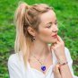 3 Pieces/set Blue and Red Ocean Heart Women's Necklace Love Crystal Zircon Model XL005 Bracelet