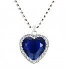 3 Pieces/set Blue and Red Ocean Heart Women's Necklace Love Crystal Zircon Model XL005blue necklace