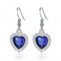 3 Pieces/set Blue and Red Ocean Heart Women's Necklace Love Crystal Zircon Model XL005blue necklace