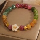 Natural Jade Agate Bracelet 18K Gold Plated Exquisite Flower Design Young Girls Model 10