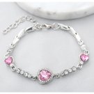 2023 New Female Luxury Lucky Bracelet For Women Blue Crystal Heart Charms Model Pink