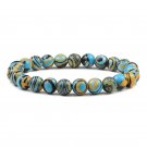 Classic Men Bracelets & Bangles 8mm Natural Tiger Eye Lava Stone Beads Tibetan Model Blue Malachite