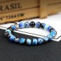 Classic Men Bracelets & Bangles 8mm Natural Tiger Eye Lava Stone Beads Tibetan Model Green Dot