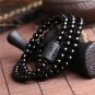 Natural Black Obsidian Carved Buddha Lucky Amulet Round Beads Strand Bracelet Model 8mm