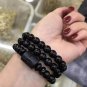Natural Black Obsidian Carved Buddha Lucky Amulet Round Beads Strand Bracelet Model 6mm