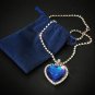 Women's Bracelet Earring Necklace 3 Piece Set of Peach Heart Blue Crystal Model blueEarring