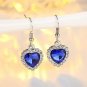 Women's Bracelet Earring Necklace 3 Piece Set of Peach Heart Blue Crystal Model red earring