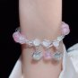Lovely Women Hand Bracelets Butterfly Heart Bell Tassel Lock Ice Cracked Beaded Model Black