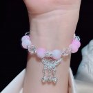 Lovely Women Hand Bracelets Butterfly Heart Bell Tassel Lock Ice Cracked Beaded Model Purple