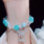 Lovely Women Hand Bracelets Butterfly Heart Bell Tassel Lock Ice Cracked Beaded Model Purple