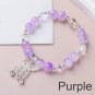 Lovely Women Hand Bracelets Butterfly Heart Bell Tassel Lock Ice Cracked Beaded Model Purple