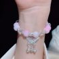 Lovely Women Hand Bracelets Butterfly Heart Bell Tassel Lock Ice Cracked Beaded Model Purple