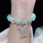 Lovely Women Hand Bracelets Butterfly Heart Bell Tassel Lock Ice Cracked Beaded Model Purple