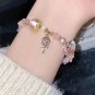 Sparking Pink Zircon lollipop Bracelet for Women Fashion Love Heart Beads Hand Model SL152Leaf