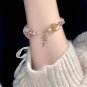 Sparking Pink Zircon lollipop Bracelet for Women Fashion Love Heart Beads Hand Model Purple