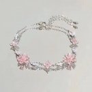 Sparking Pink Zircon lollipop Bracelet for Women Fashion Love Heart Beads Hand Model blossom