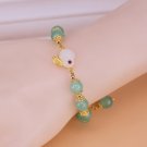 VENTFILLE Gold Color For Women's Hetian Jade Bracelet Leaves Double Layer Model BTSP7302