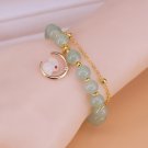 VENTFILLE Gold Color For Women's Hetian Jade Bracelet Leaves Double Layer Model BTSP7301