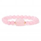 Square Amethysts Beads Bracelet For Women Men 8mm Natural Stone Rose Quartzs Model Pink