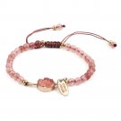 Women Charm With Stone Adjustable Bangle Weave Rope Bracelet Jewelry Natural Model Pink Women Charm With Stone Adjustable Bangle Weave Rope Bracelet Jewelry Natural Model Pink