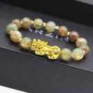 New 10mm Obsidian Stone Pixiu Bracelet For Men Women Unisex Wristband Golden Model Blue