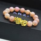 New 10mm Obsidian Stone Pixiu Bracelet For Men Women Unisex Wristband Golden Model Pink New 10mm Obsidian Stone Pixiu Bracelet For Men Women Unisex Wristband Golden Model Pink
