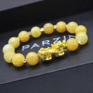 New 10mm Obsidian Stone Pixiu Bracelet For Men Women Unisex Wristband Golden Model Yellow