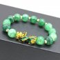 New 10mm Obsidian Stone Pixiu Bracelet For Men Women Unisex Wristband Golden Model Green