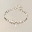 925 Sterling Silver Cat's Eye Stone Bracelet for Women Grey Moonlight Star Moon Model 6126802